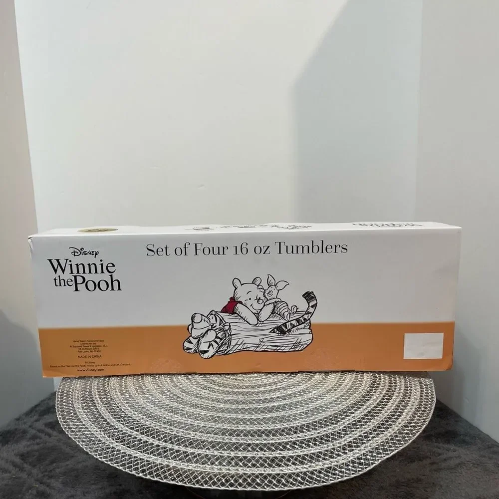 Disney Winnie the Pooh Flowers glasses set of 4 NWT